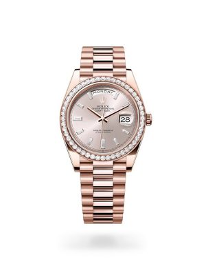 Rolex Day-Date 40 in 18 ct Everose Gold with Diamond Set Bezel