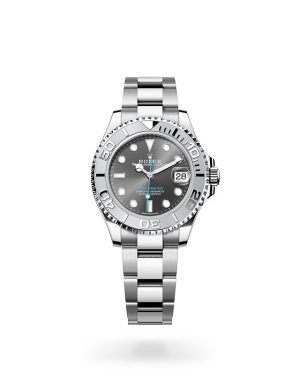 Rolex Yacht-Master 37 in Rolesium with Platinum Bidirectional Rotatable Bezel