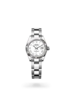 Rolex Lady-Datejust in White Rolesor with Fluted Bezel