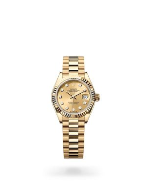 Rolex Lady-Datejust in 18 ct Yellow Gold with Fluted Bezel