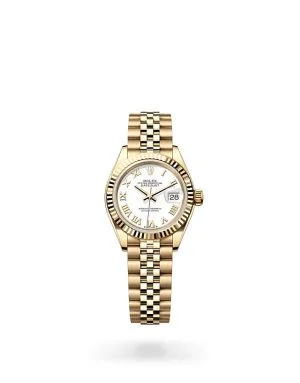Rolex Lady-Datejust in 18 ct Yellow Gold with Fluted Bezel
