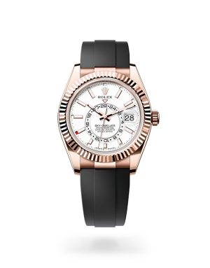 Rolex Sky-Dweller in 18 ct Everose Gold with Fluted Bezel