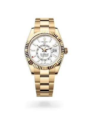 Rolex Sky-Dweller in 18 ct Yellow Gold with Fluted Bezel